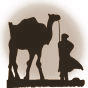 Das Yassassin Caravanen Logo: Ein Dromedar wird vom einem Treber geführt